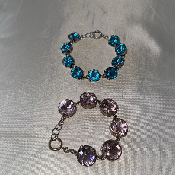 Elegant Pink and Blue Gemstone Bracelets - Picture 4 of 7